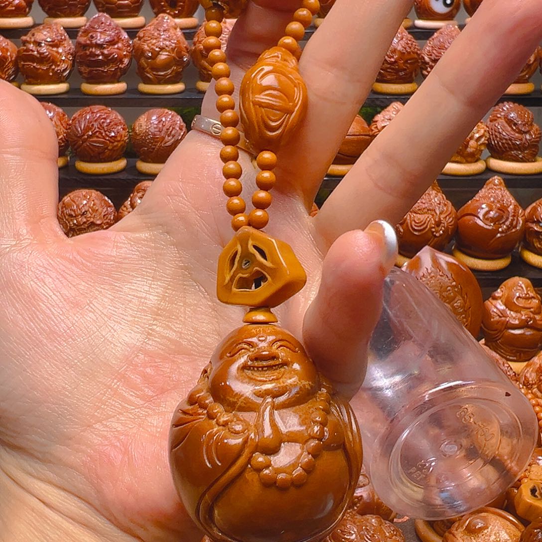 梆***梆手串/手链橄榄核米勒佛一个手把橄榄核高穿配