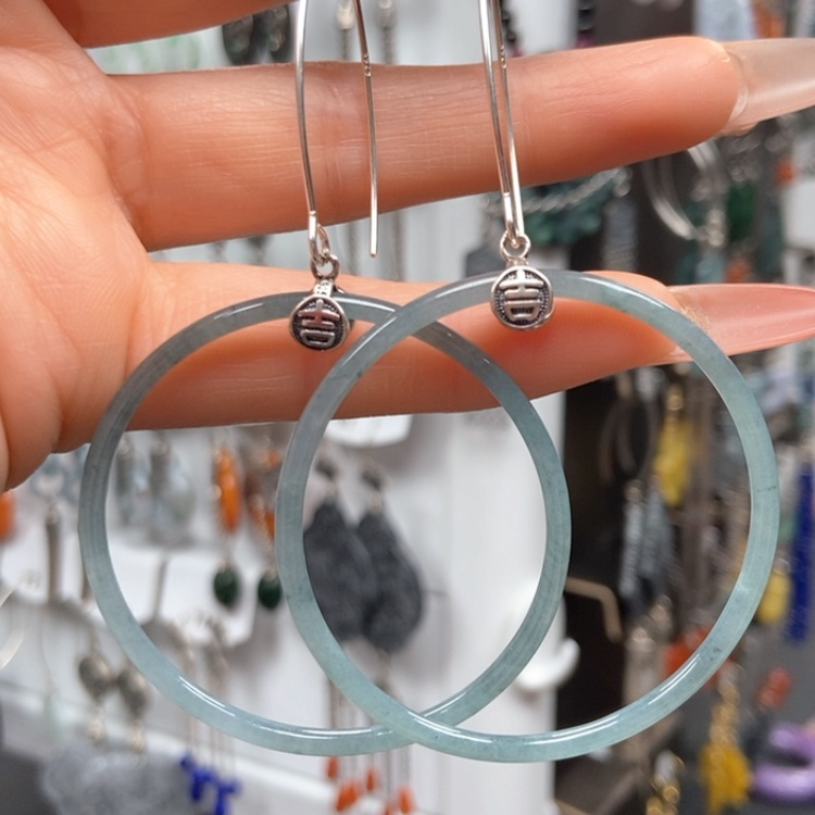 【闪购商品】翡翠耳饰银S925镶嵌耳饰