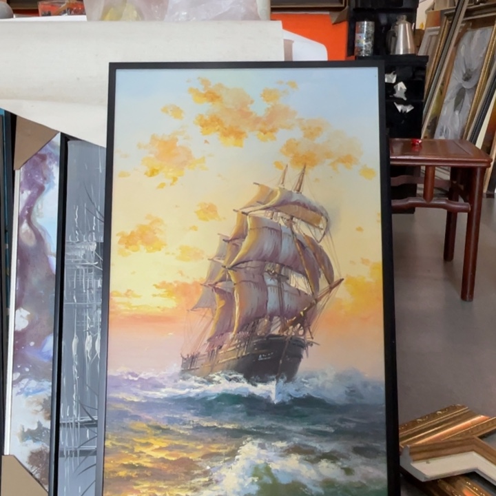 油画油画作品欣赏40.70带铝合黑框