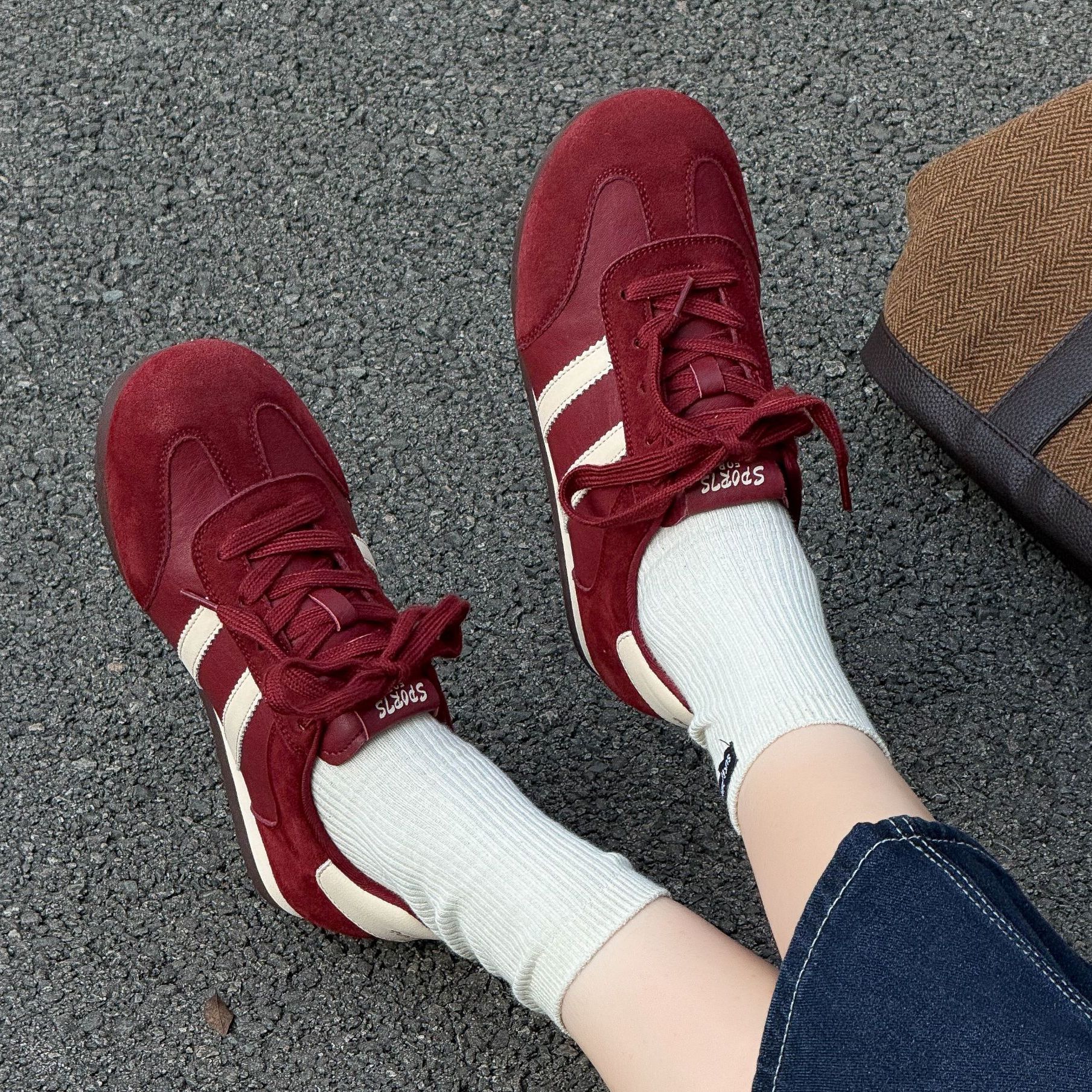 大码41-43复古德训鞋女款新款加绒软底不累脚平底运动休闲鞋65-82