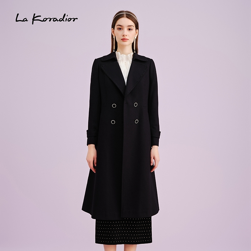 【羊毛】Lakoradior拉珂蒂优雅通勤时尚女秋冬新款气质系带大衣