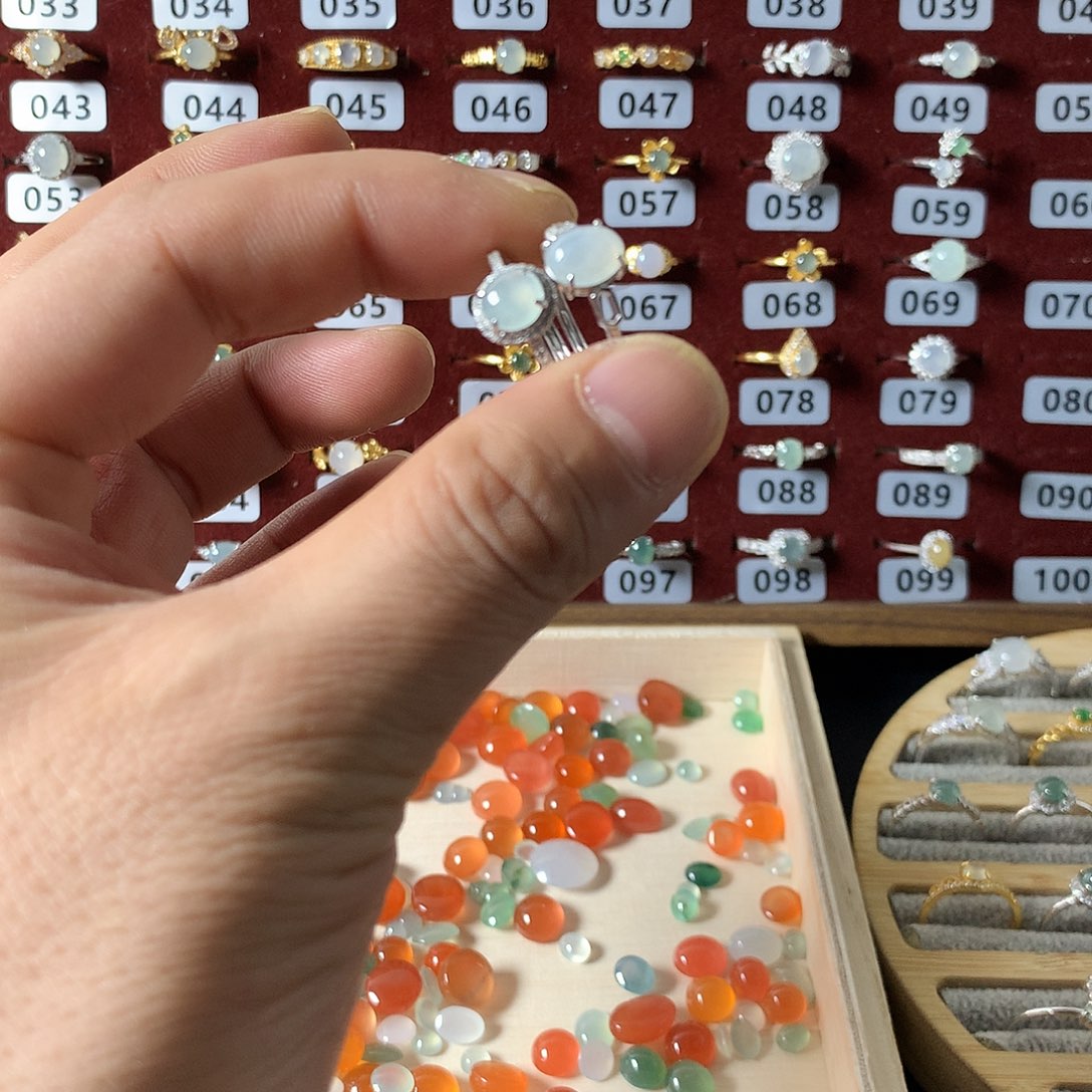 七***七翡翠银S925镶嵌戒指706