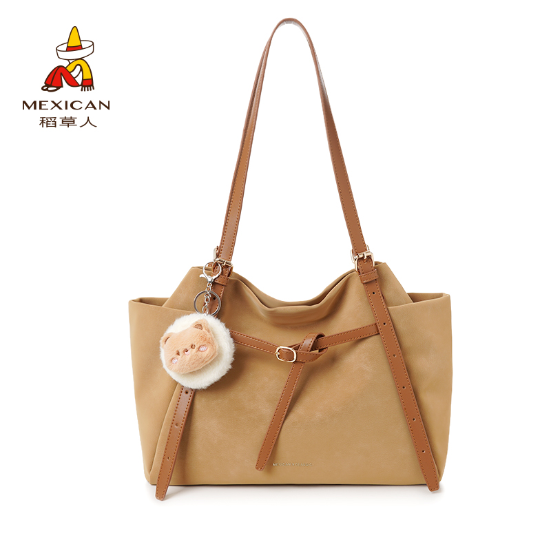 稻草人2025早秋新款简约小众设计通勤百搭单肩斜挎包托特包