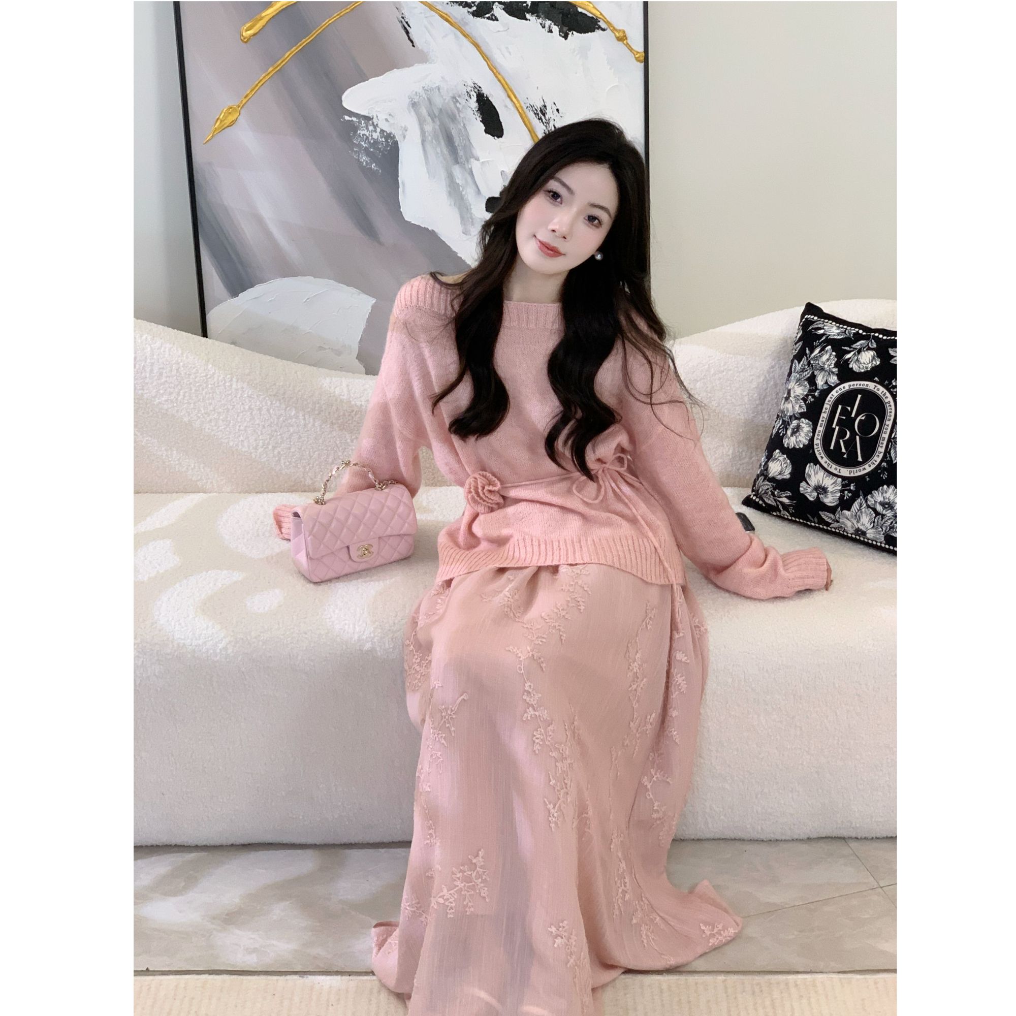 【佳瑜】温柔陷阱 春夏新款套装气质名媛风针织毛衣套装28C021