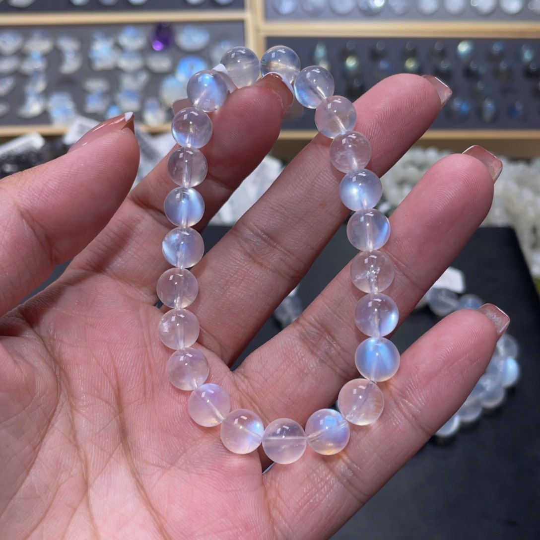 手链未镶嵌月光石包**馅蓝月光手链8mm