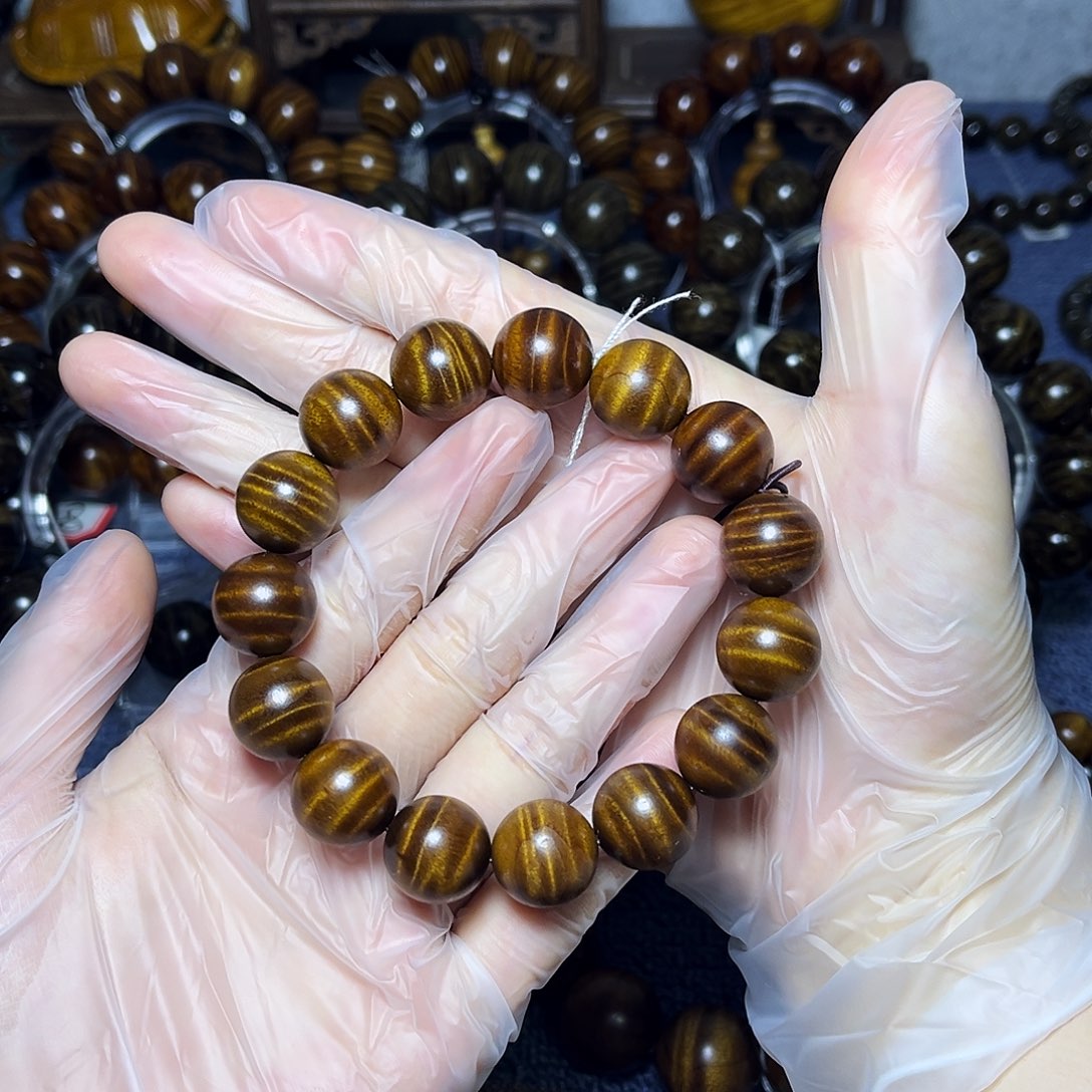 金丝楠手串/手链1.5枯木红油底西瓜波