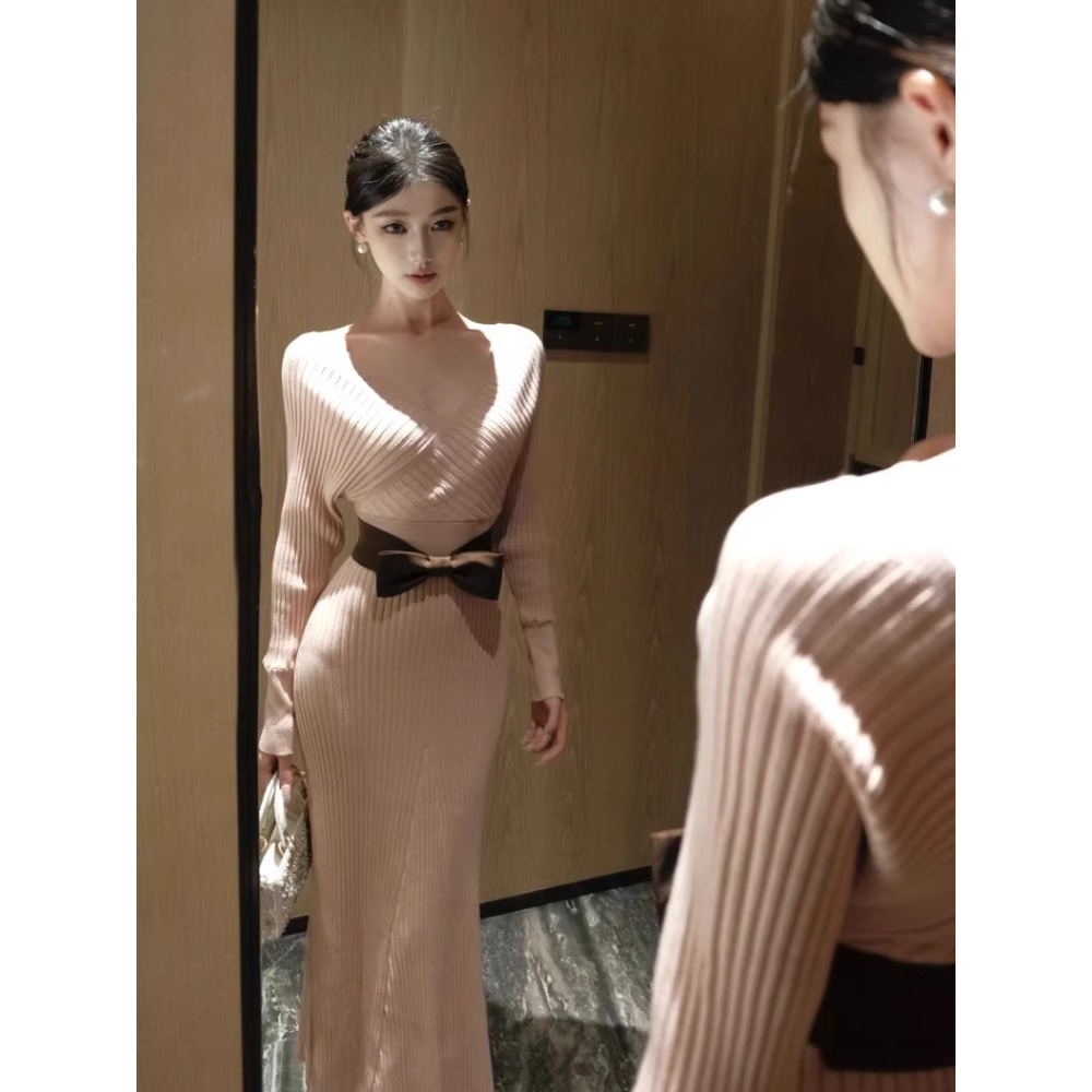 【心动情书】（6-8米运补）轻奢优雅纯欲修身收腰+腰带显瘦包臀连衣裙