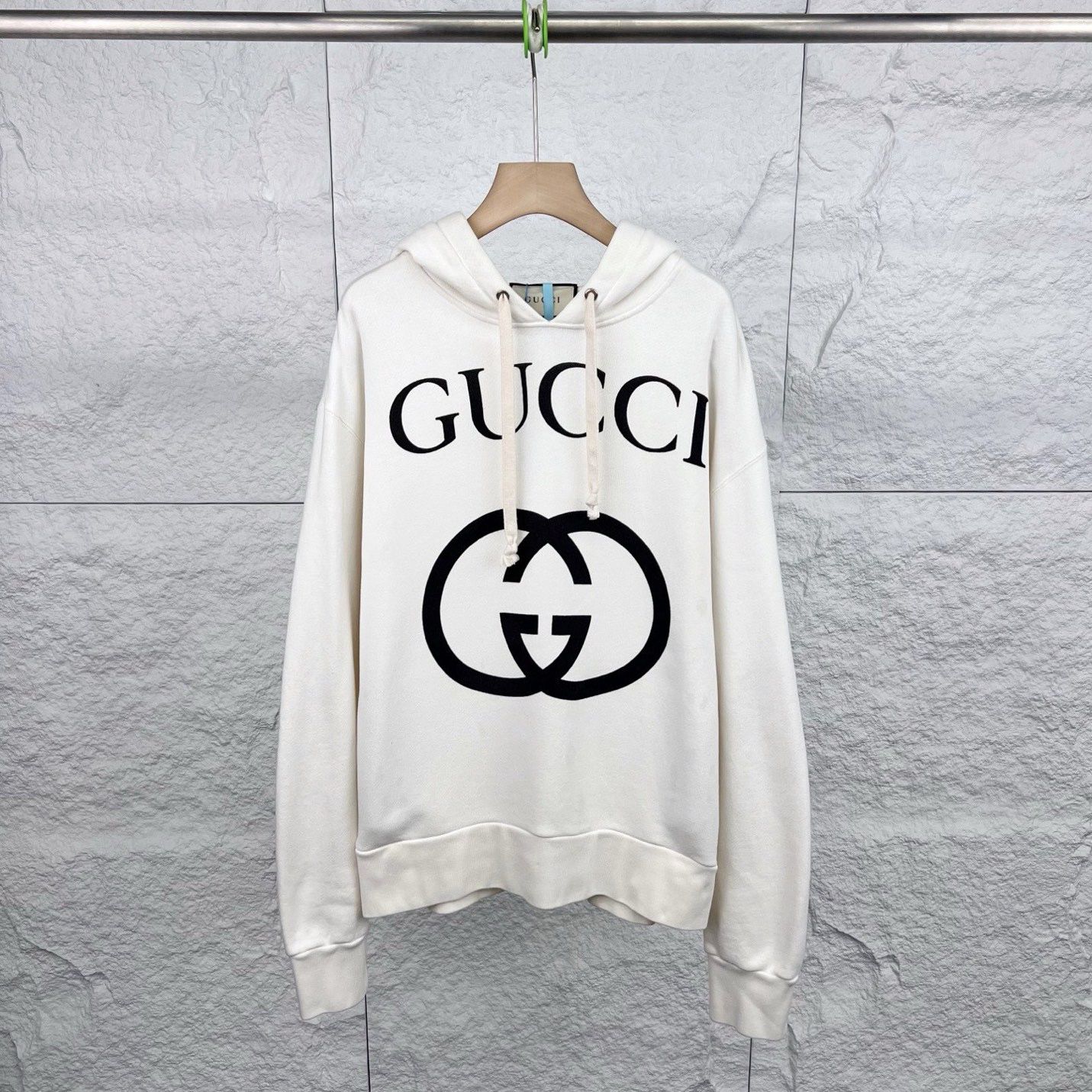 99新 GUCCI/古驰 S码/印花字母双Glogo休闲连帽卫衣/8883099