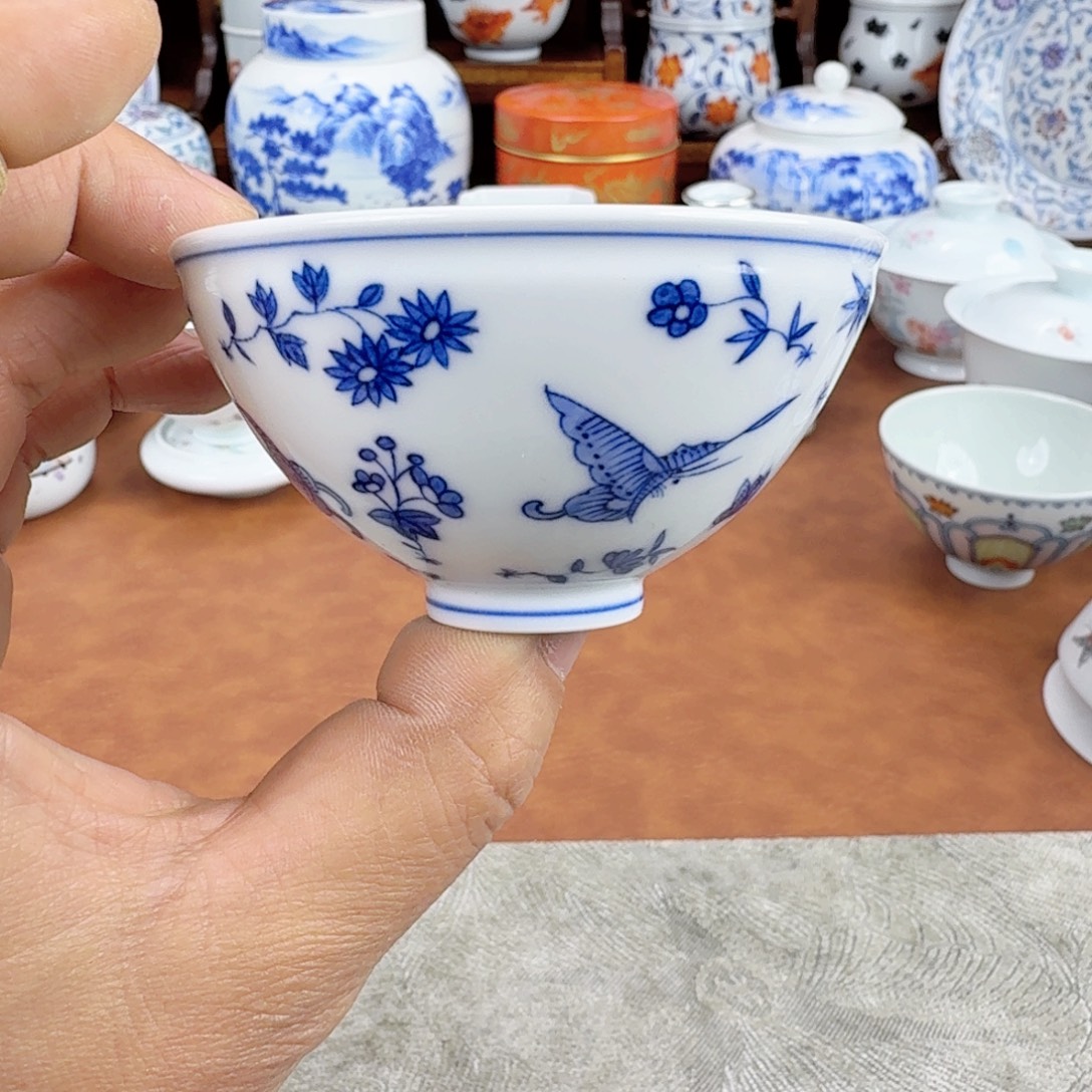 陶摆件福利青花单杯