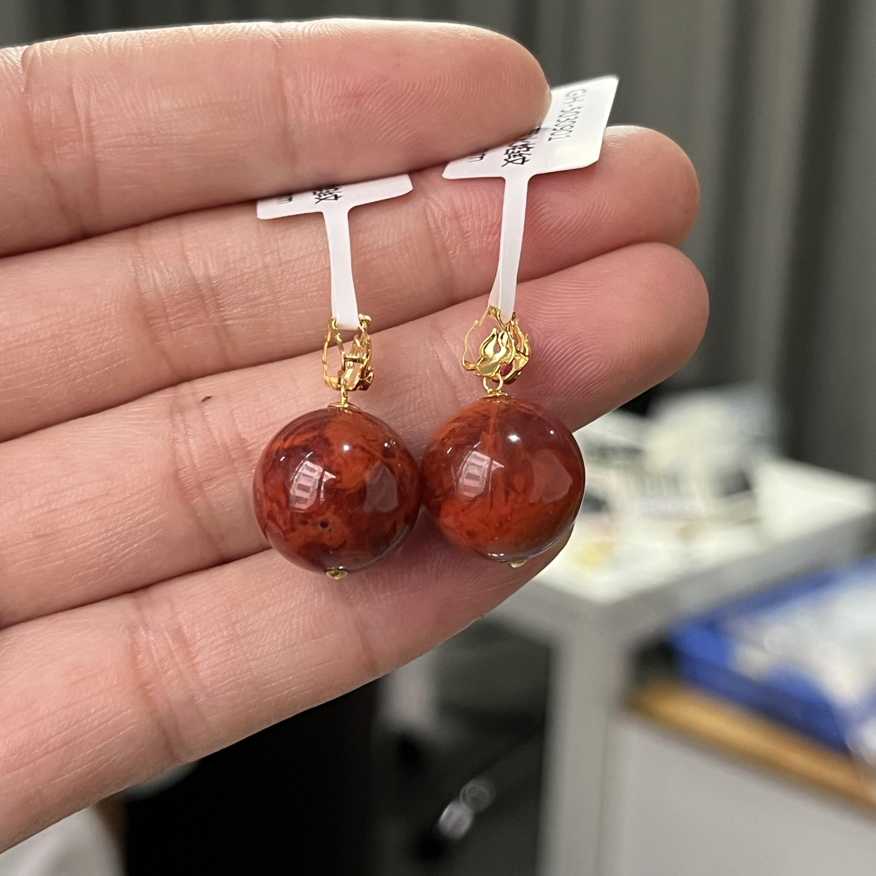 18K金瓦西火焰纹龙珠吊坠14mm多样性发发一