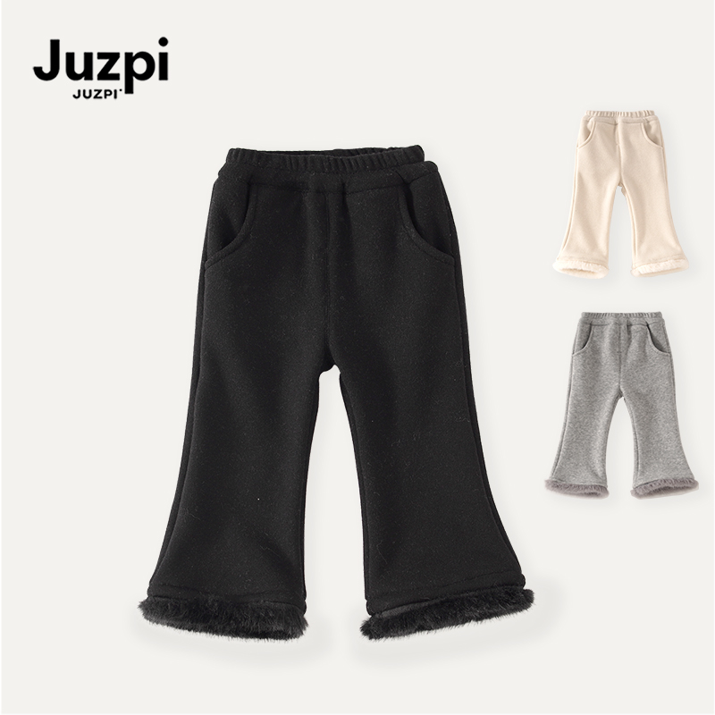 橘止皮·女童休闲裤2025深秋冬季新款加绒喇叭裤儿童长裤QK259737