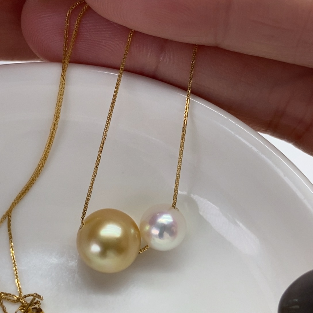 18K金镶嵌海水珍珠套链