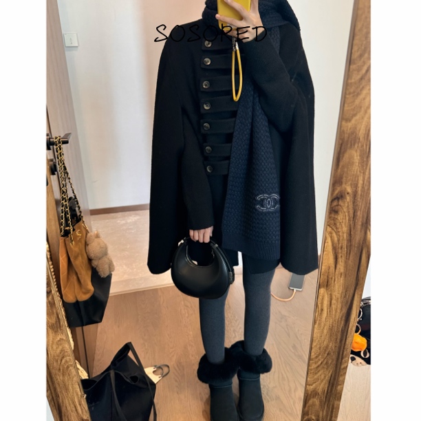 SOSORED / 新年稳赢‘魔女斗篷’双面100羊毛手工毛呢大衣外套上衣