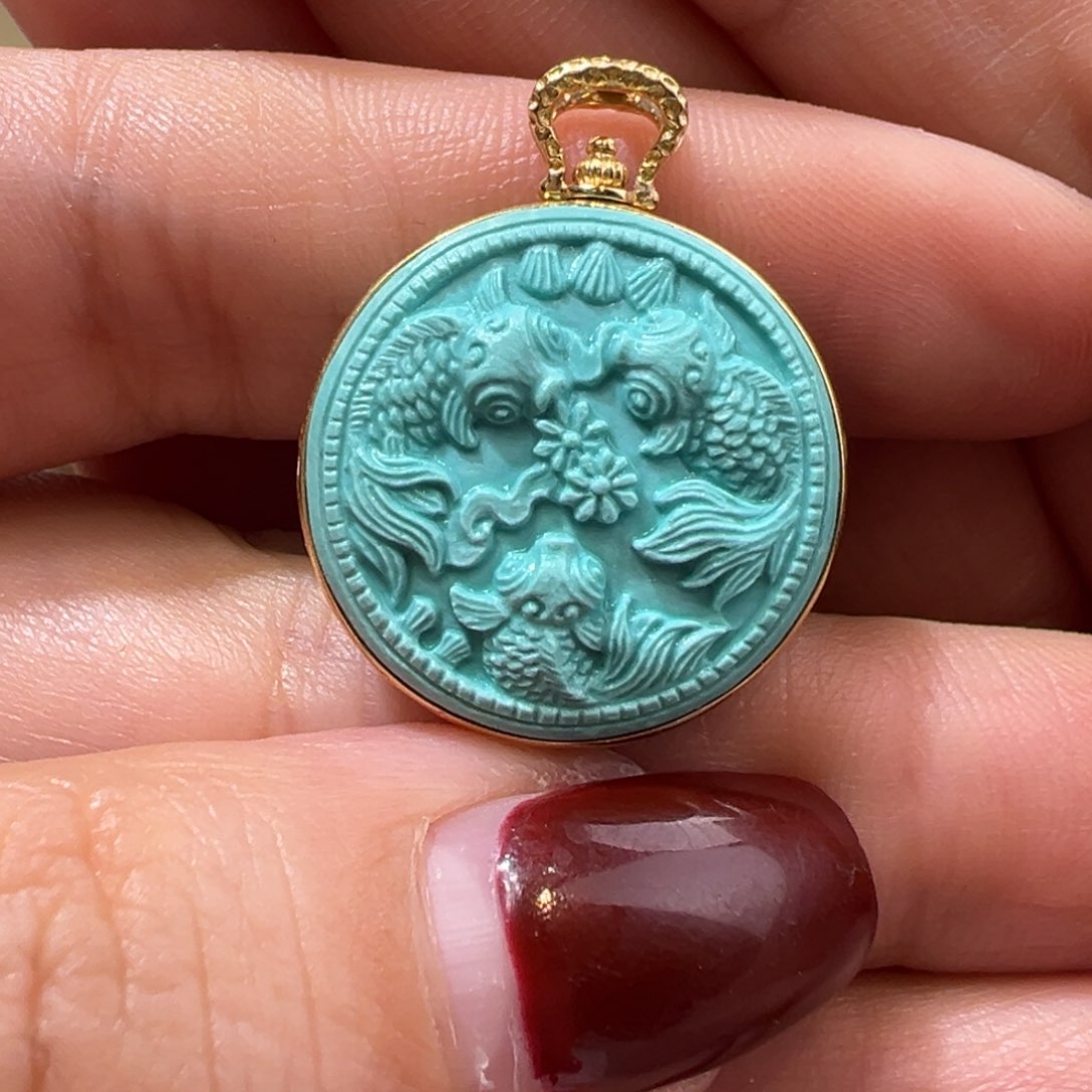 绿松石配件18K金镶嵌配件