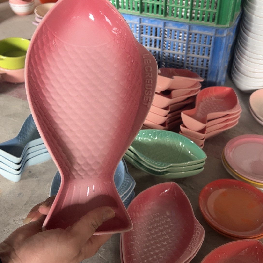 陶瓷 大号鱼盘 浅粉