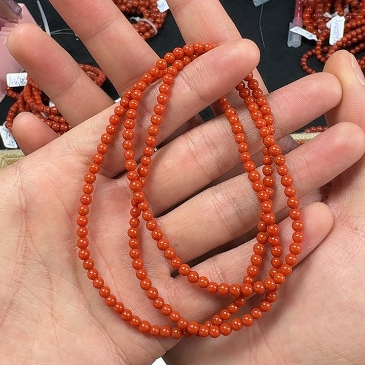 南红玛瑙手链未镶嵌原矿南红项链3mm➕瓦西柿子锦