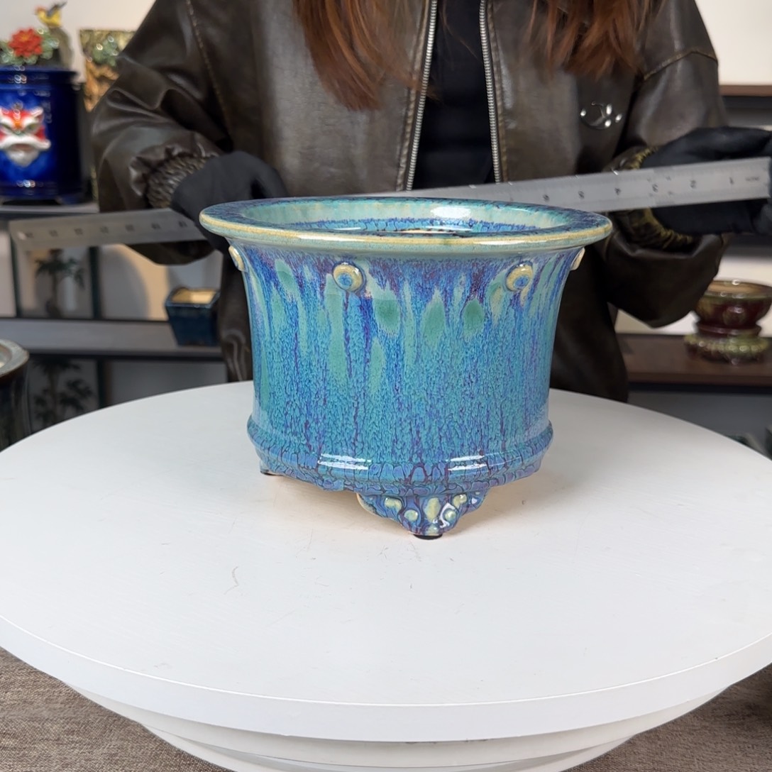 陶高温裂 一风堂石湾盆。