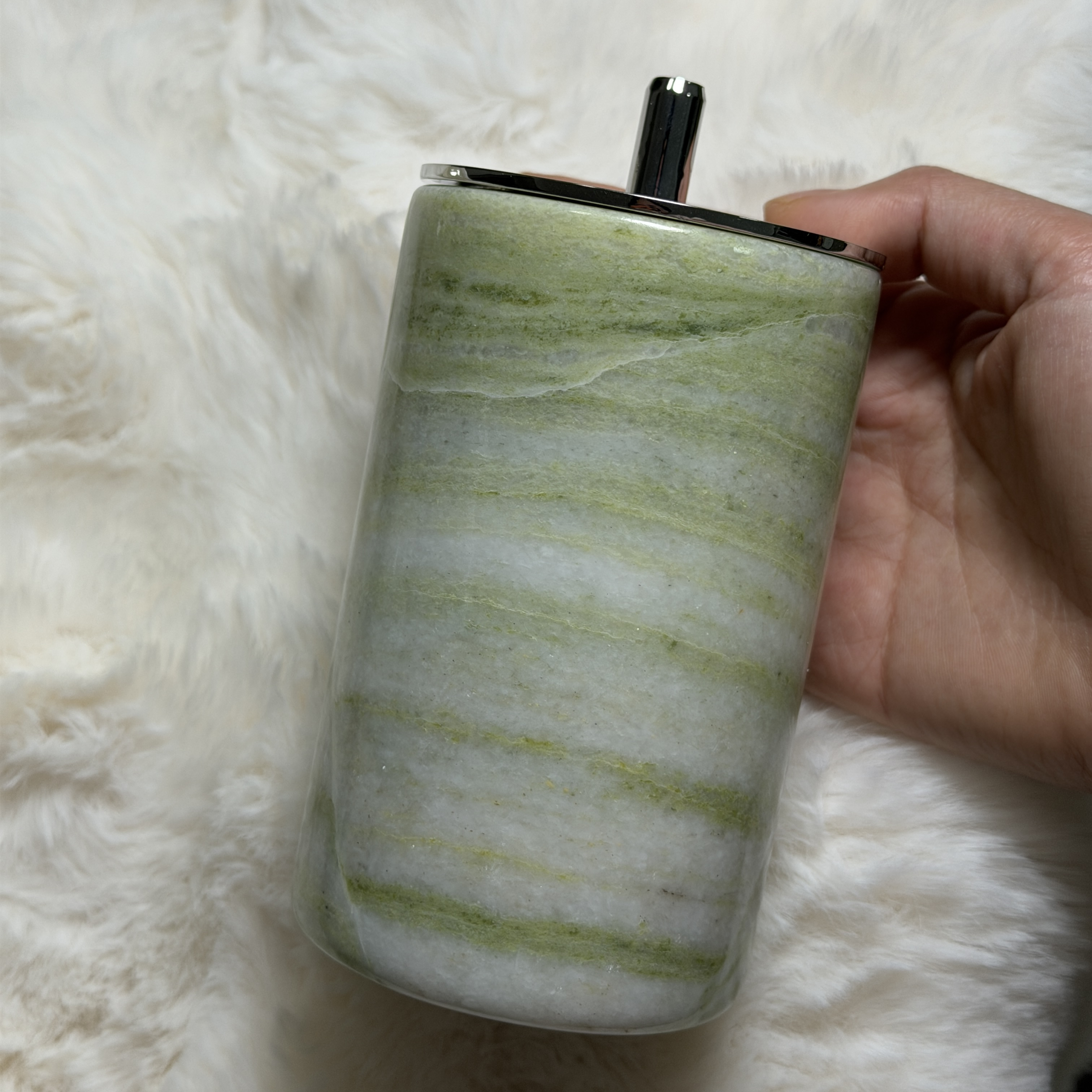 维多利亚绿奢石棉签罐-7.5*7.5*12 