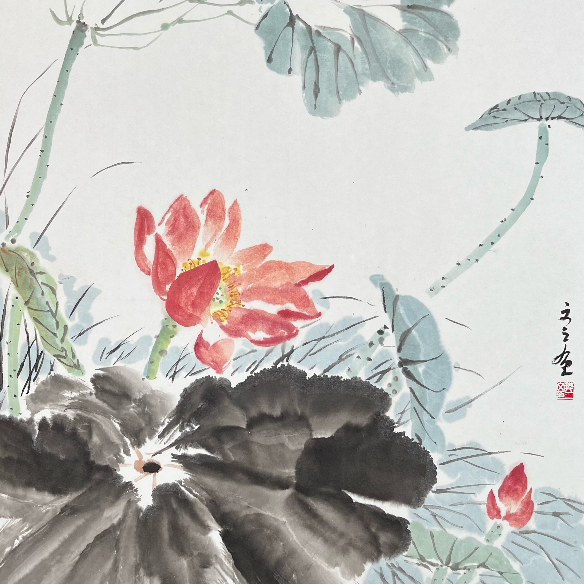 张大风艺术馆  樊文之绘画作品《荷韵》F19，尺寸68X68cm