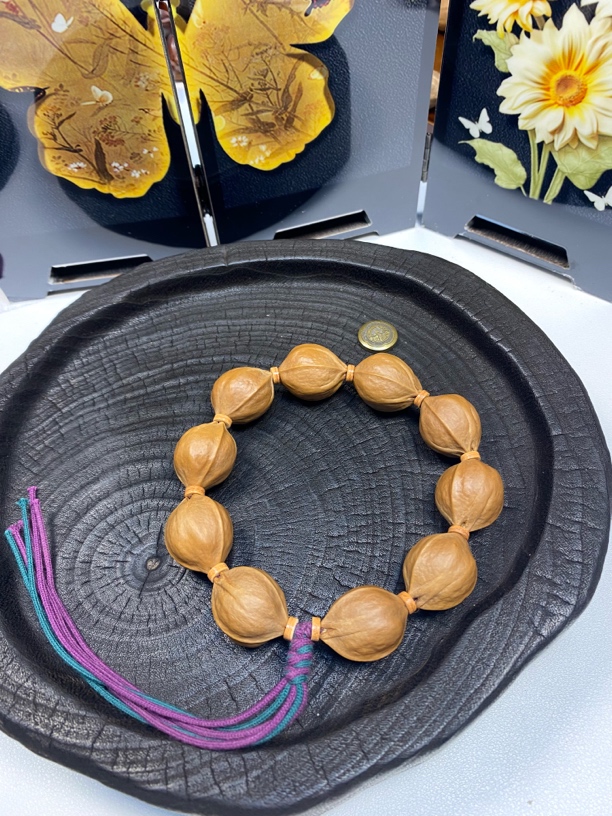 【19系列】梅林铁核三花鲨鱼背手串橄榄核文玩素串画婉造物