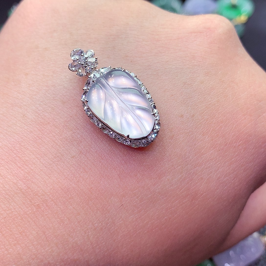 翡翠颈饰18K金镶嵌纯天然