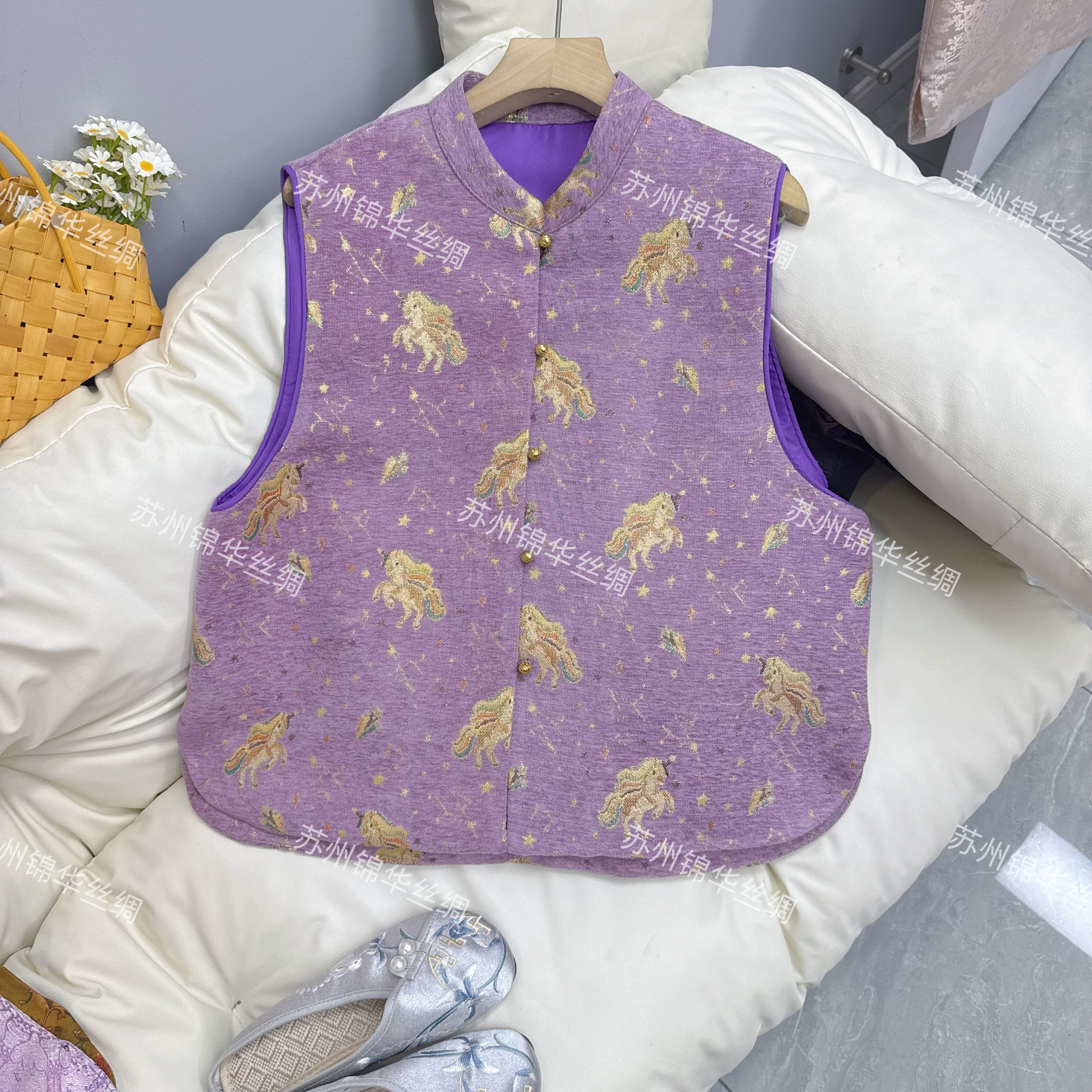 【独角兽】中式百搭时尚国风女装雪尼尔绒感马甲高级质感MJ08