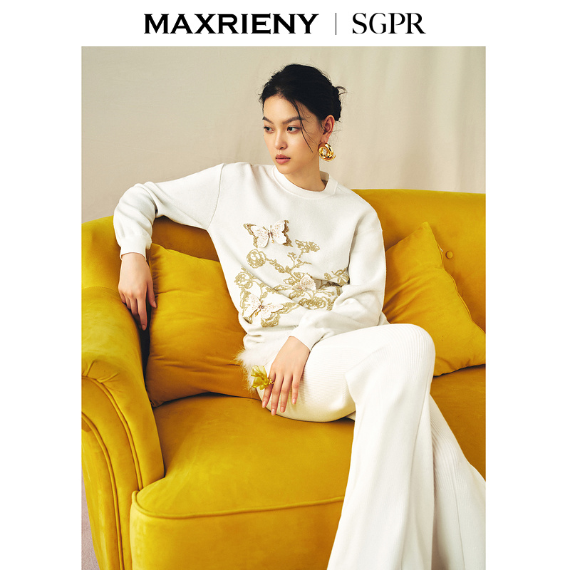 【芊芊专属】MAXRIENY金枝玉蝶针织衫精致贵雅感上衣女秋