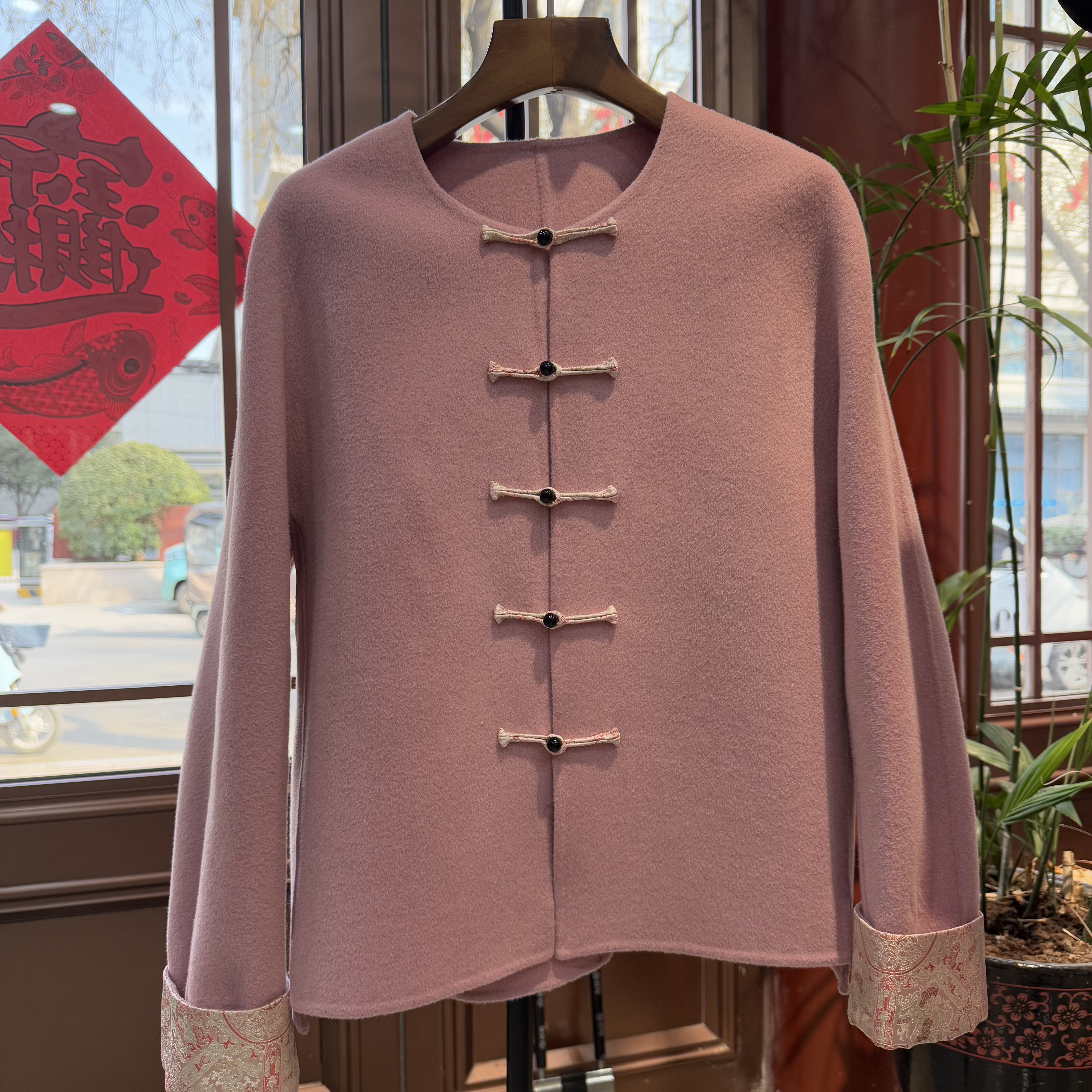 【直播专属】身高体重双面羊绒小双面羊绒刺绣长袖手工盘扣国风