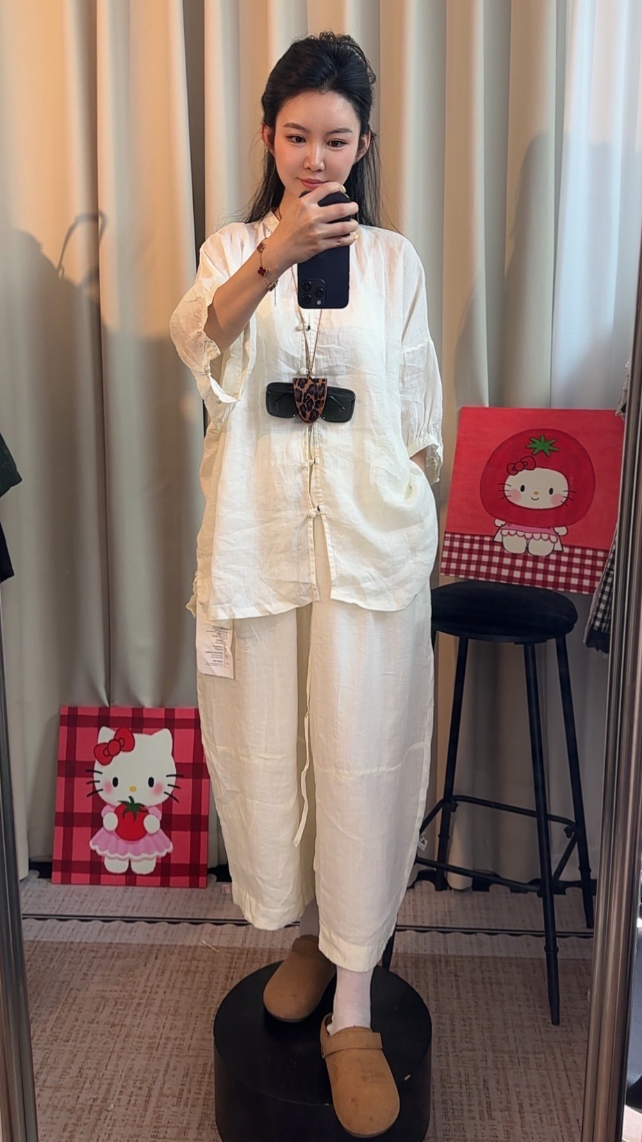 2025苎麻薄款休闲裤纯色阔腿裤百搭夏季九分国风复古宽松