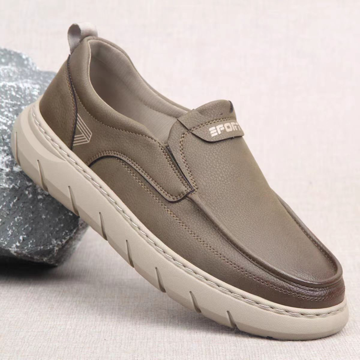 老北京男单鞋仿皮面商务休闲鞋超轻软底中老年爸爸鞋黑色工作鞋