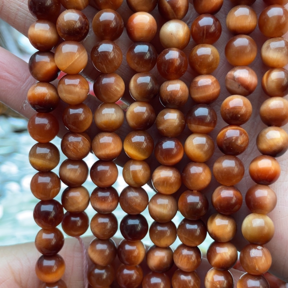 玛瑙/玉髓未镶嵌珠宝半成品金色红虎眼1条卡8