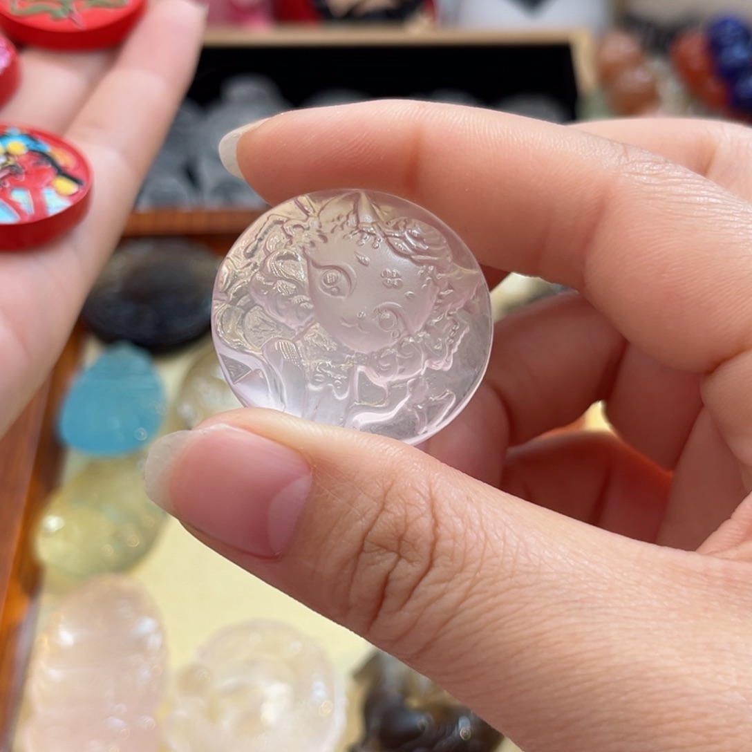 水晶颈饰银S925镶嵌檀*粉水九尾1