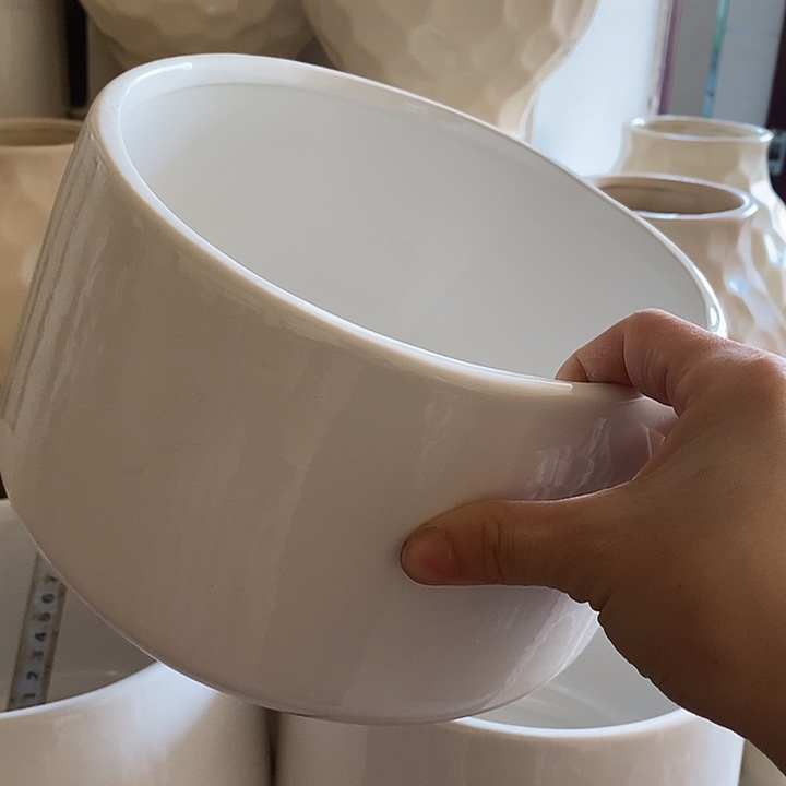 摆件陶陶盆有孔 瑕疵针孔漏釉介意勿拍外口 20外高13