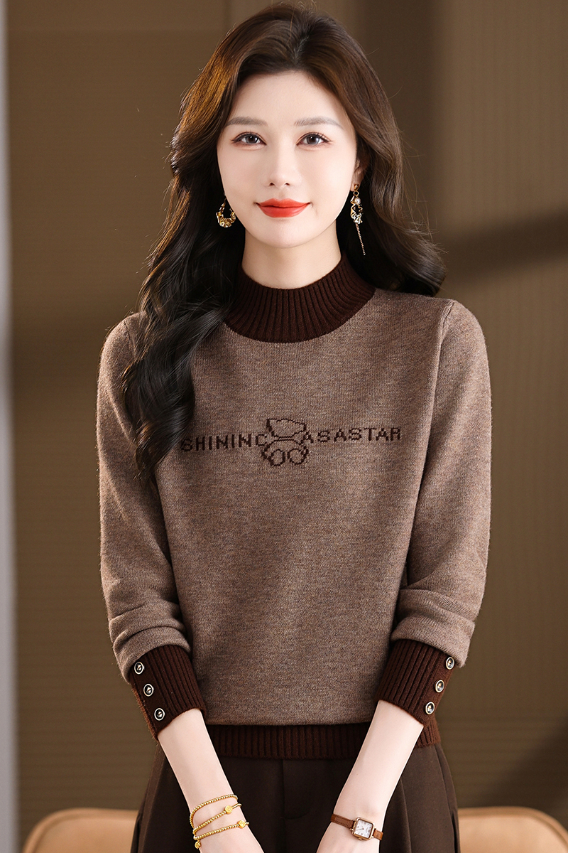 【羊毛衫】加厚洋气中老年针织女冬季毛针织衫毛衣秋冬妈妈宽松毛衣