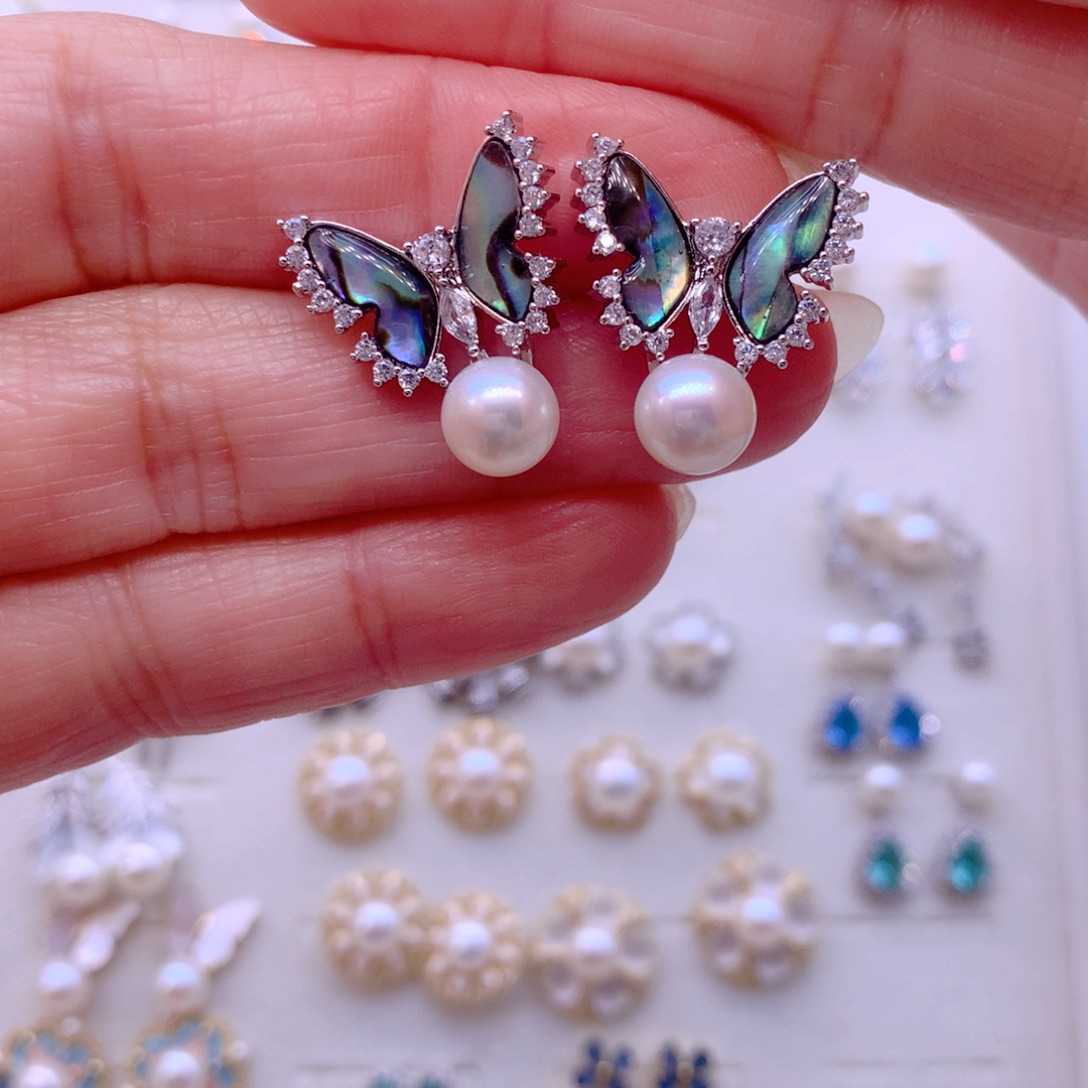 淡水珍珠耳饰合金