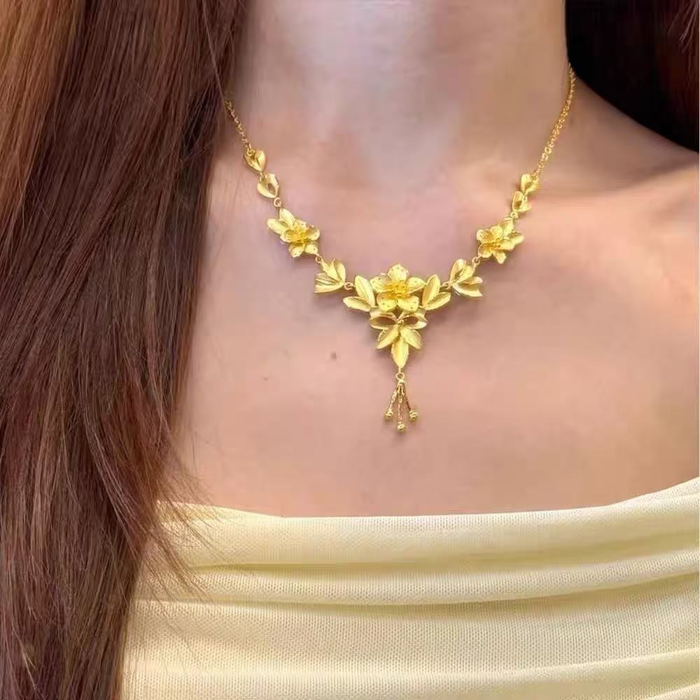 铜合金项链 流苏繁花复古中国风繁华项链轻奢百搭锁骨链气质女