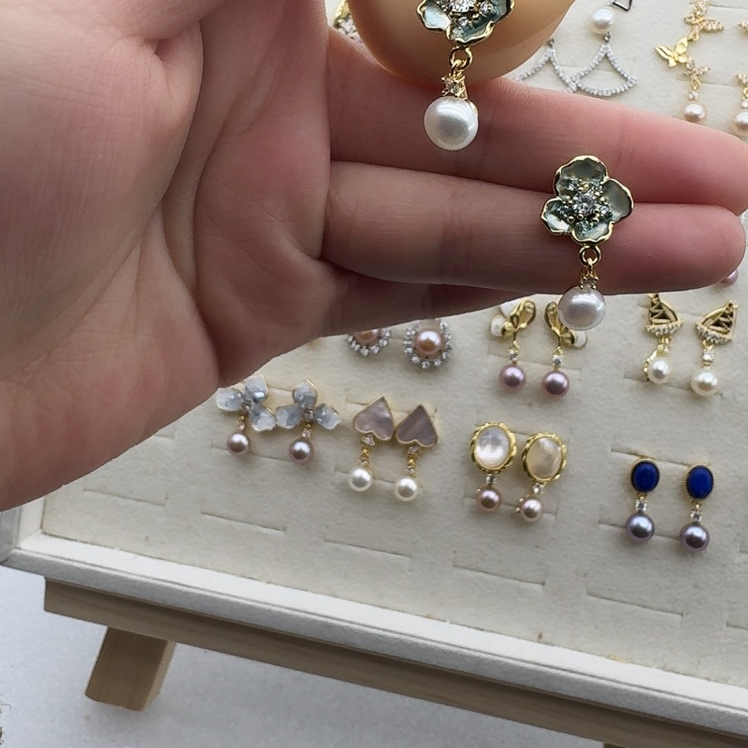 淡水珍珠耳饰合金