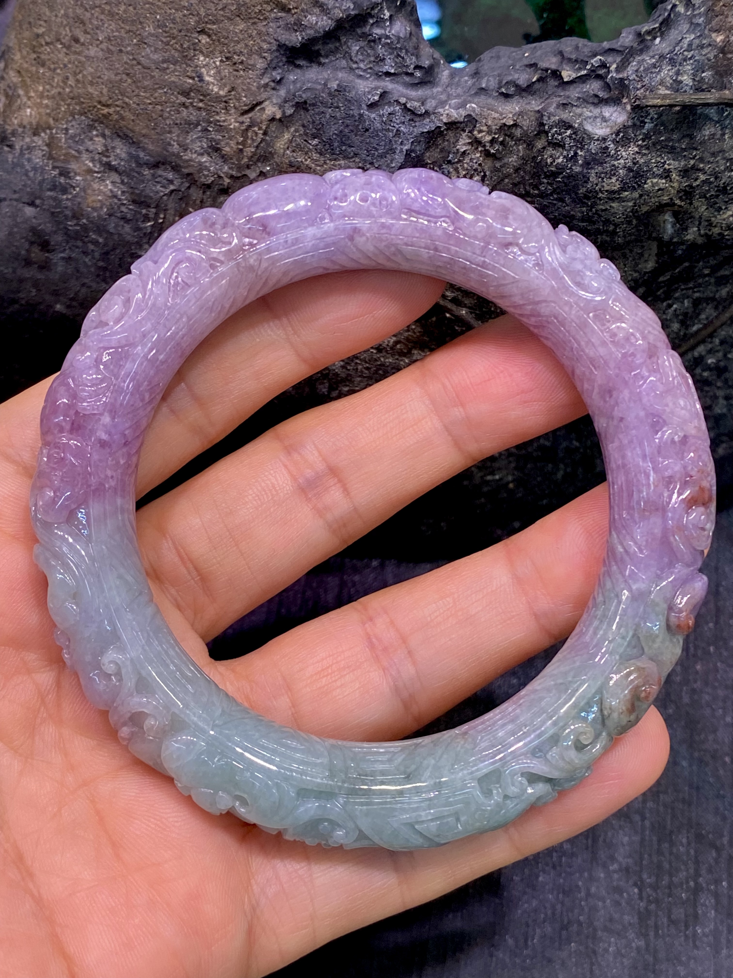 双彩翡翠福禄手镯