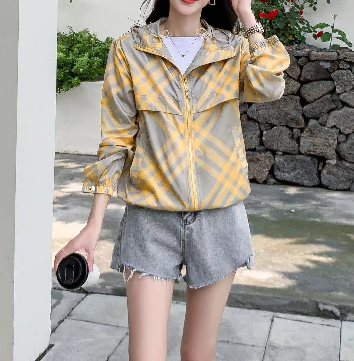 【BBY】衣长57，2025夏季新款时尚百搭黄色休闲外套-6379