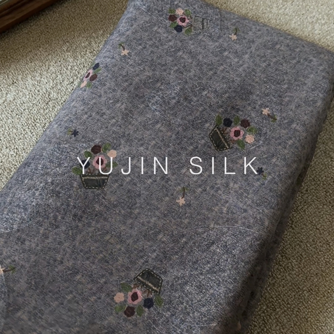 「森系少女」YUJIN SILK 提花绢纺香云纱桑蚕丝114门幅38姆米