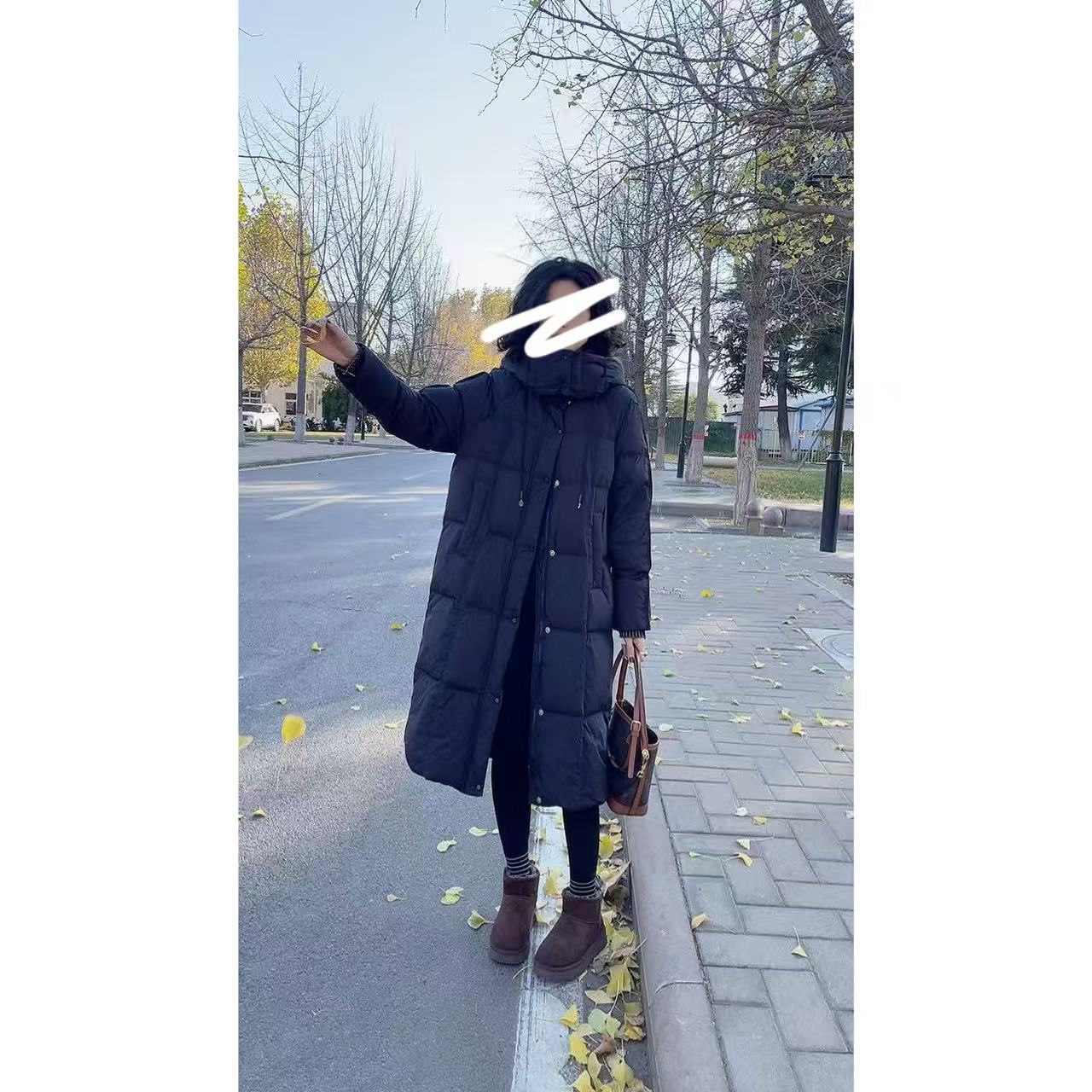 拼接针织长款羽绒服