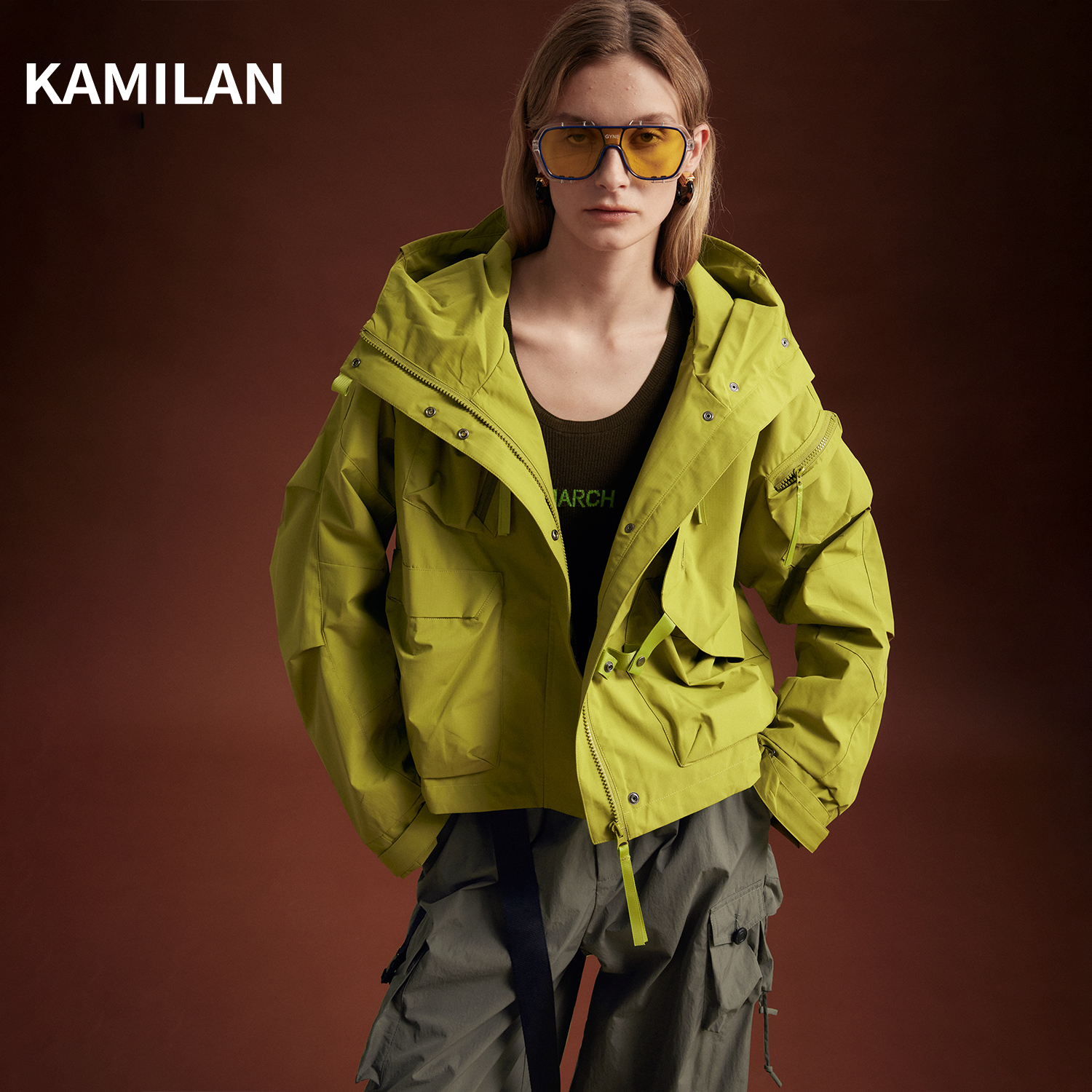 卡米兰设计感短款风衣女2024春秋新款气质休闲长袖小个子外套连帽