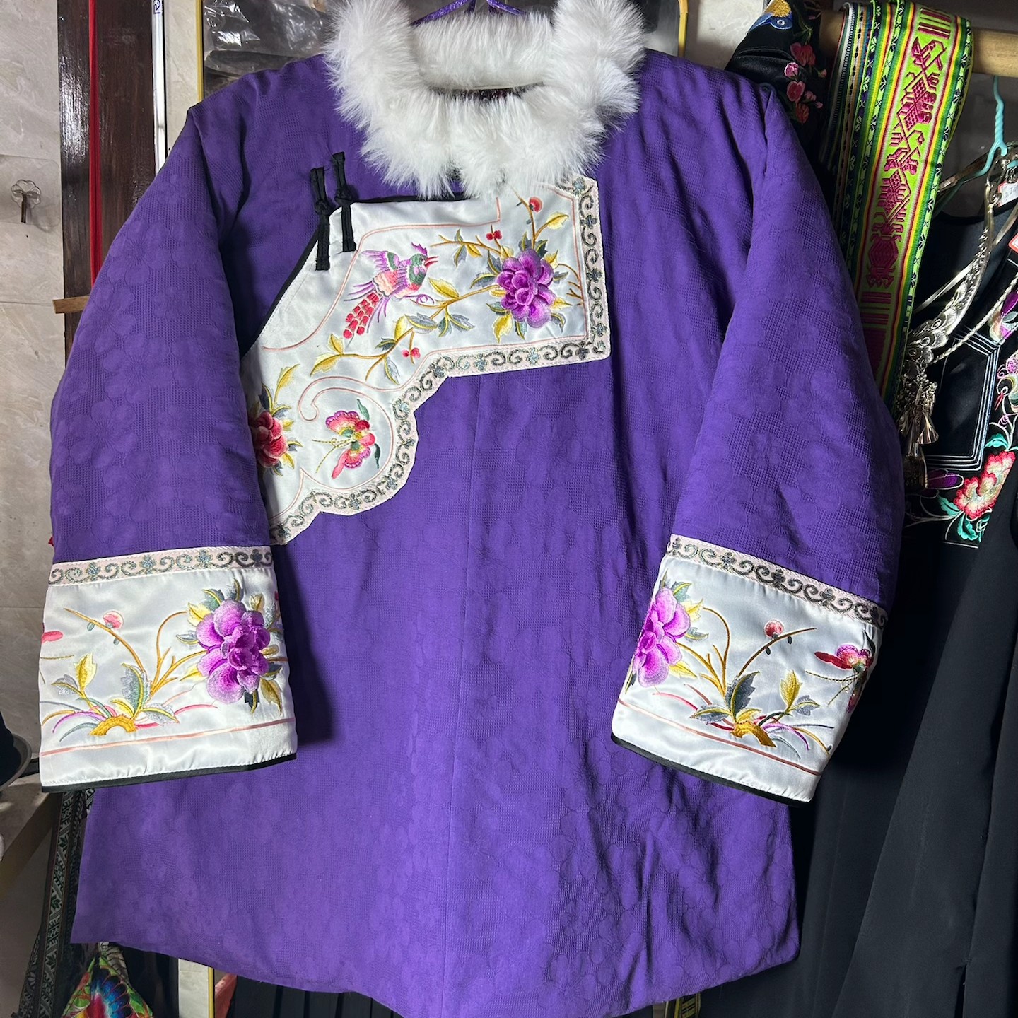 复古民族风加厚加绒大花刺绣百搭上衣