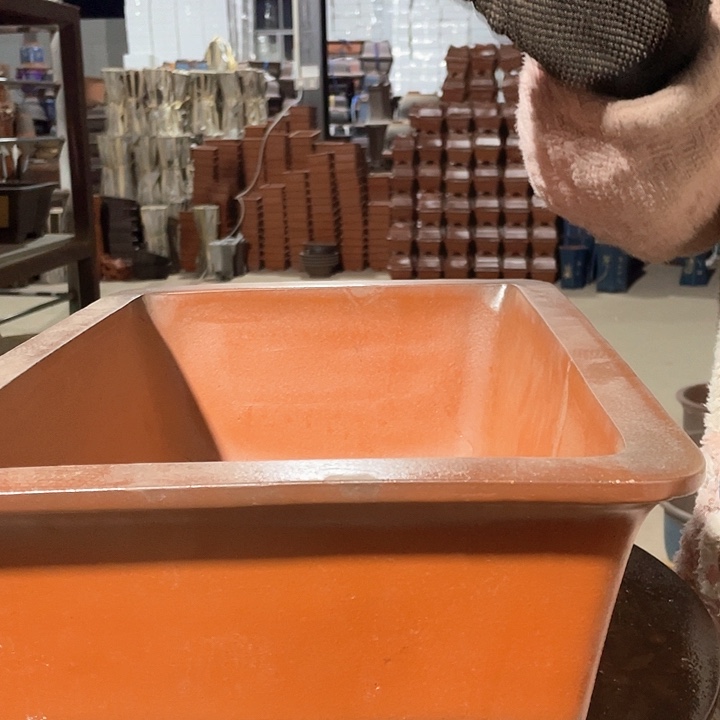 紫砂45仿古双线马槽花盆