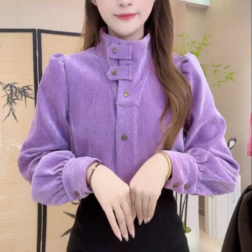 【768】法式独特漂亮气质长袖衬衫女秋冬新款时尚休闲上衣