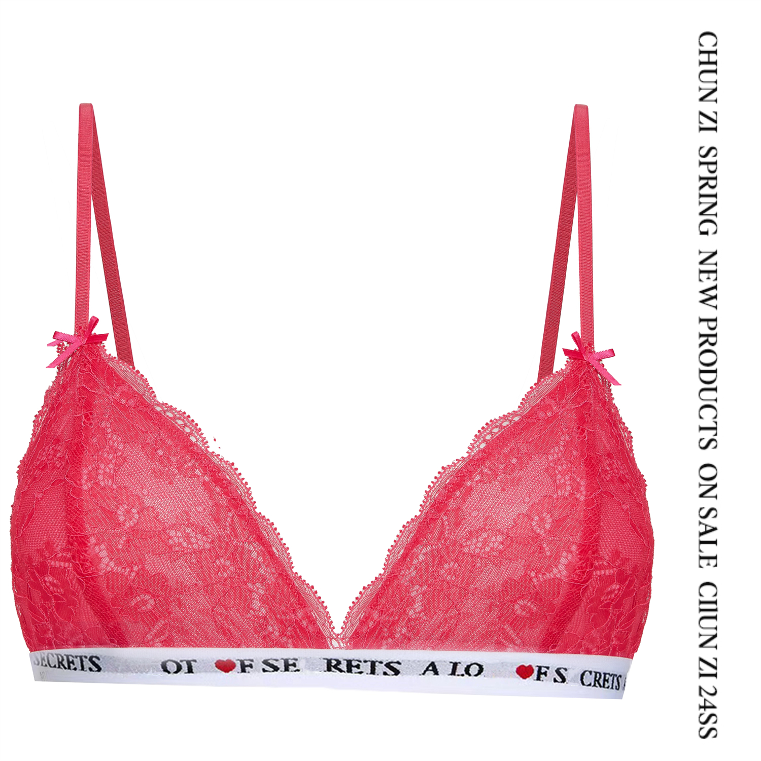 【CHUN ZI】25春夏 三角杯吊带内搭蕾丝薄款小胸字母叠穿吊带