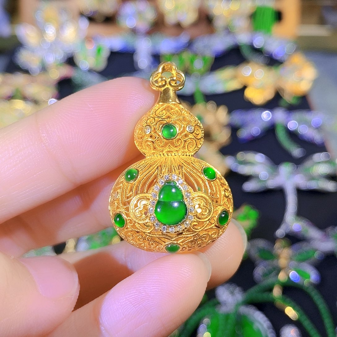 吊坠(不含链)银S925镶嵌翡翠