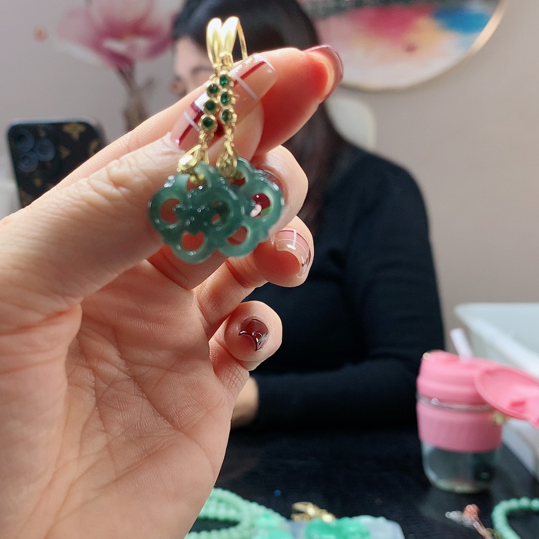 【闪购商品】翡翠耳饰银S925镶嵌，