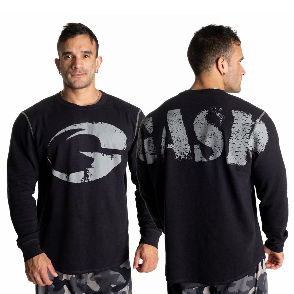 盖世 运动健身长袖卫衣 大LOGO保暖长袖美式圆领秋冬大码打底透气