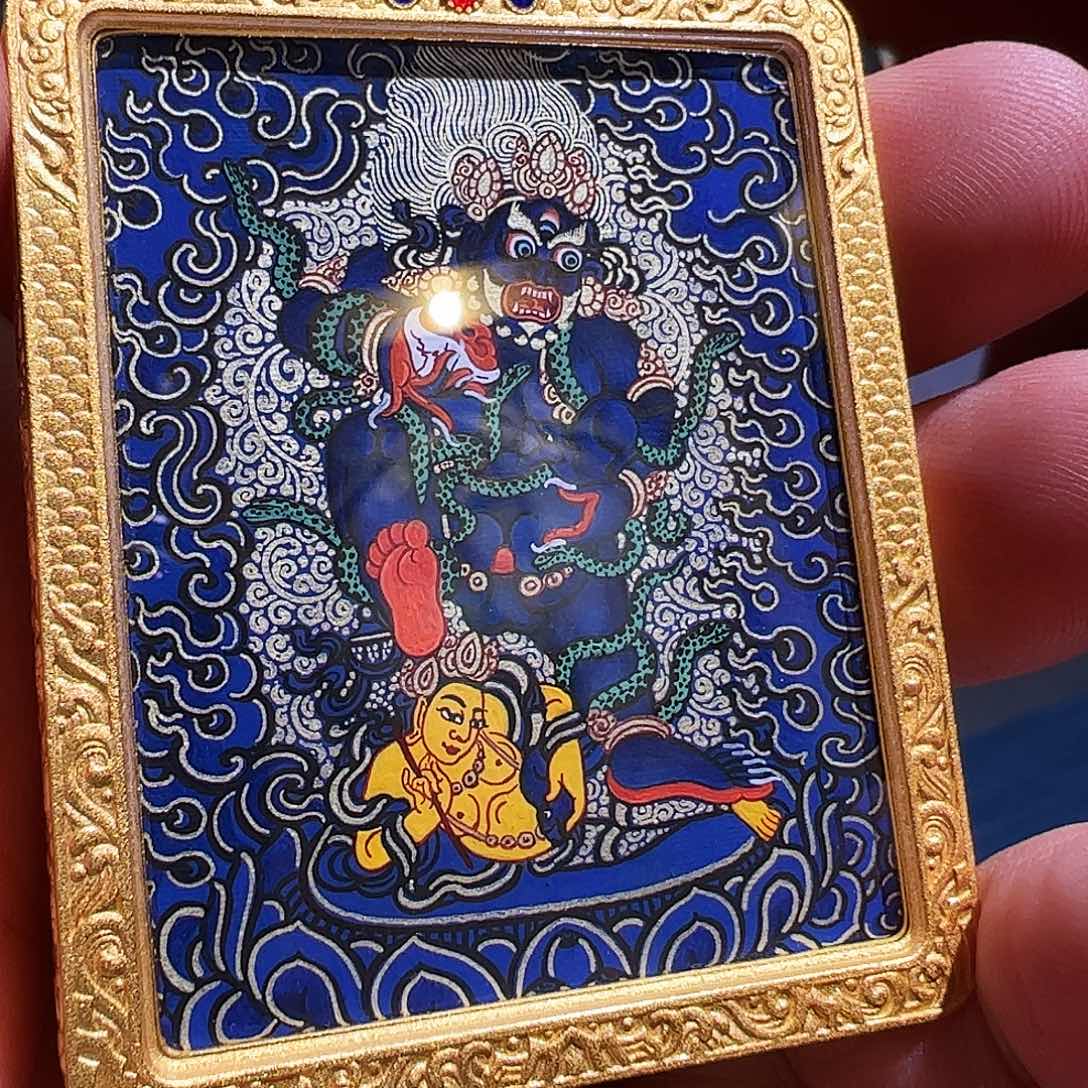 流****吊坠热贡手绘黑财神